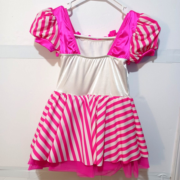 Weissman Girls Dance Recital Costume Gymnastics Pink Stripe One Piece Medium - Picture 4 of 8